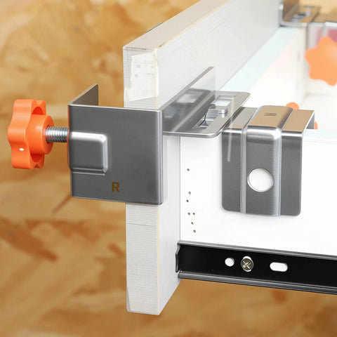 Large Adjustable Stainless Steel Drawer Panel Fixing Clamps Heavy Duty Installation Fixture securing drawer front during assembly.
