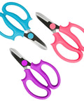 Three Pack Garden Flower Scissors Stainless Steel Floral Shears With All Day Comfort Grip Handles for Cutting Rose Stems Plants and Fruit Durable Rust Resistant Six Inch