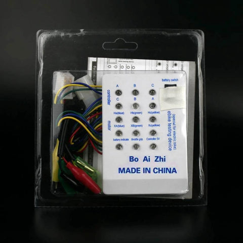 Brushless Motor And Controller Tester For E Bikes And Electric Scooters 24V 36V 48V 60V 72V Quick Coil And Phase Sequence Check ABC Or Abc And 60 Or 120 Degree Phase Angle For Fast Diagnostics White - packaged view