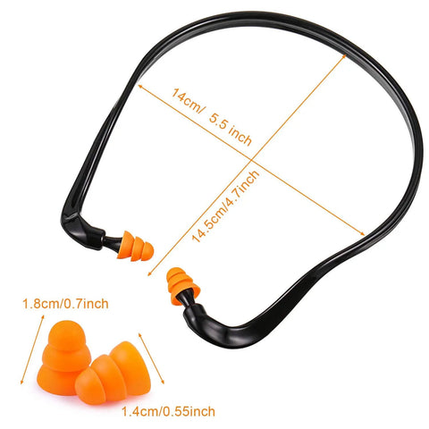 Banded Earplugs For Shooting Range With Silicone Band Lightweight Hearing Protection And Noise Reduction For Work Construction Sleeping Concerts Sports Racing Orange 16 Pcs with measurements