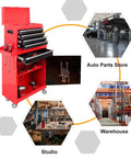Five Drawer Rolling Tool Chest With Lockable Cabinet On Heavy Duty Wheels For Garage And Workshop Detachable Tool Storage