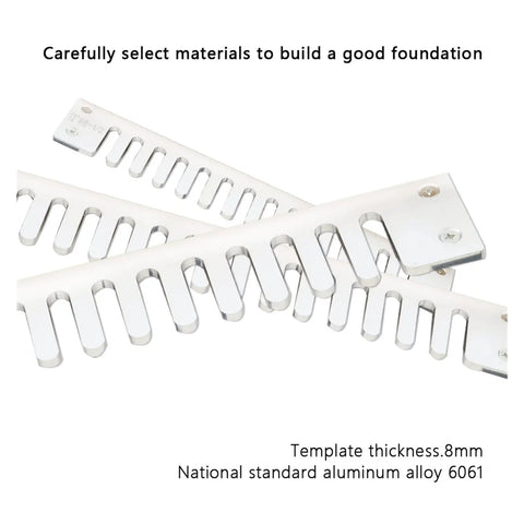 Badass Dovetail Workhorse Machine And Portable Woodworking Jig For Killer Joinery With Rugged DieCast Body And QuickChange Templates For Smooth Cut Carpentry Projects And HomeShop Upgrades aluminum templates showing 0.8mm thickness.