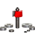 Pro Grade Flush Rabbeting Bit With Bearings, Adjustable Depth From 1/8 In To 1/2 In, Interchangeable Bearings, full set with wrench