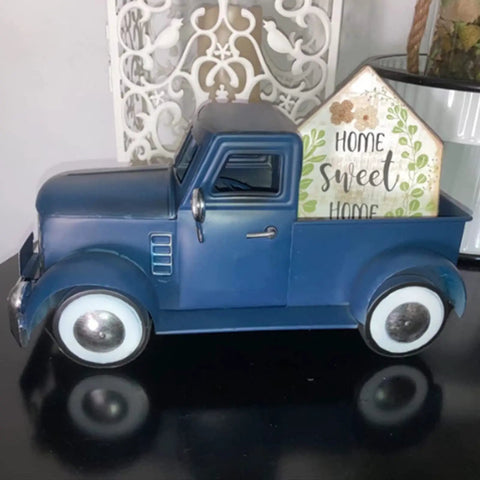 Farmhouse Blue Truck Tabletop Decor For Indoor And Outdoor Use Vintage Car Truck Decorations For Shelves And Desk Storage Rustic