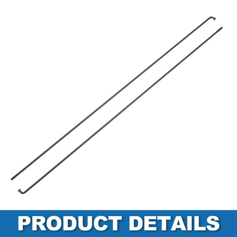 Beefy Mountain Bike Spokes 14G 295mm Steel Black 36Pcs Replacement Set shown with two straight steel spokes and elbow head.