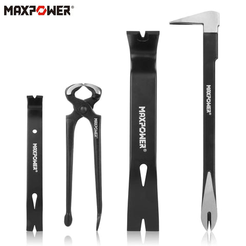 4 Piece Pry Bar Set With 12 Inch Utility Claw Bar 10 Inch Flat Pry Bar 7 Inch Flat Pry Bar And 8 Inch End Cutting Pliers For Demolition