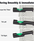 High Precision Bubble Scope Leveling Kit for 20mm rails showing no tilt, left tilt, and right tilt with vial indicator