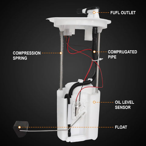 Beefed-Up Fuel Pump Assembly For Honda Pioneer 500 700 1000 showing components like compression spring, oil level sensor.