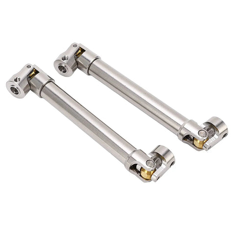 Two Pack Stainless Steel M4 RC Drive Shafts For One Tenth Scale Crawler Upgrades Universal Round Brass Ball Joint Beefed Up Low Noise High Torque Spline Design 113mm Length Fits SCX10 II And Similar Rigs