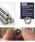 165-Piece SAE Hex Nut Kit in 304 Stainless Steel showcasing corrosion-resistant nuts and material characteristics.