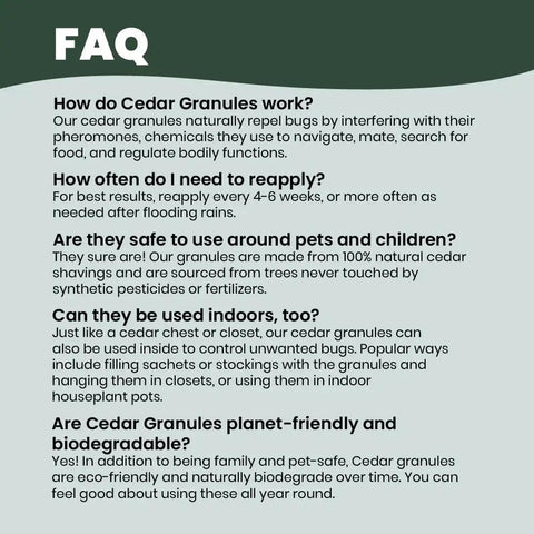 FAQ about Natural Cedar Granules For Yard And Home Pest Control That Repels Fleas Ticks Ants And Mosquitoes Smells Great Easy To Use
