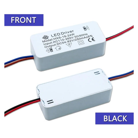 Front and back view of Two Pack LED Isolation Driver for Spotlight Downlights, 2-24W Range, 250mA Constant Current Transformer