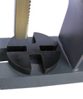 Close-up of Heavy Duty 2 Ton Manual Arbor Press base showing 4 position adjustment for precise bearing installation.