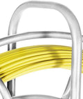 Fiberglass Fish Tape 656 Feet Quarter Inch Duct Rodder Wire Puller Cable Running Rod With Steel Reel Stand Pro Grade Heavy Duty For Walls And Electrical Conduit Flexible Tough Strength Minimum Bending Radius 13 Inches, yellow fiber rod on steel reel