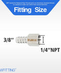 Premium 316 Stainless Steel Barb Coupler 3/8 In Hose Id With 1/4 In Female Npt Thread Fitting showing sizing details.