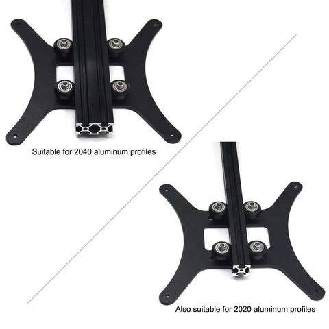 Dope Modular Y Carriage Plate Upgrade Kit For 2040V Aluminum Profile showing compatibility with 2040 and 2020 profiles