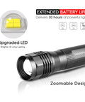 Beast Bright LED Flashlight S3000 1600 Lumen High Powered Pocket Light With Zoomable Beam IP67 Waterproof