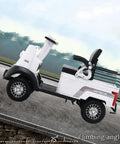 White 2-Passenger Electric Golf Cart Cruiser With Powerful 800W Motor Reaching 12 Mph Top Speed on a slope.