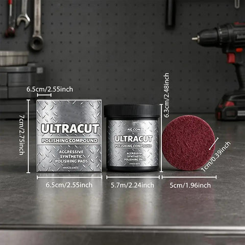 No Sweat All In One Surface Restoration Polish With Buffing Pad For Erasing Scratches And Restoring Slick Shine On Wood Leather Marble Granite Stainless Steel Sinks Ovens Counters Heavy Duty Formula Cuts Through Grime Fast