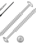 White Pocket Hole Screws Set Size Eight By Two And A Half Inch, Seventy Pieces, Self Tapping Wood Screws With Round Head And Square Drive