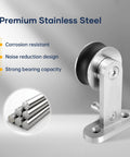 Premium Stainless Steel component for Six Foot Top Mount Stainless Steel Sliding Barn Door Hardware Track Kit For 30 To 36 Inch Wide Single Doors Heavy Duty Anti Rust Ball Bearing Rollers Ensure Ultra Smooth Quiet Operation Satin Brushed Finish Easy Install.