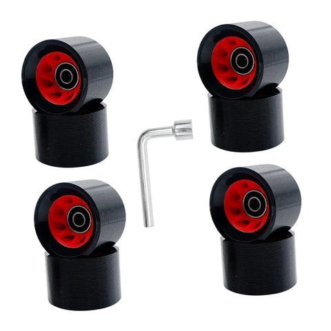 Double Row Roller Skating Wheels 95A PU Wear Resistant Inline and Quad Skates Replacement Parts Kit With Wrench 8 Piece Set