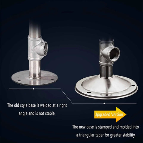 Comparison of old and new bases for 304 Stainless Steel Eye Washer Station with Emergency Eye Wash and Hand Push Shower.