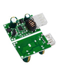 Badass 4 Pack USB Car Charger Module, 5V 2A Step Down Converter Buck Board, green PCB with USB ports and components.