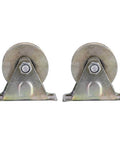 Front view of 2 Inch V Type Sliding Gate Roller Set For Heavy Duty Steel Wheel Track Rail Ideal For Sliding Gates Rolling Gates