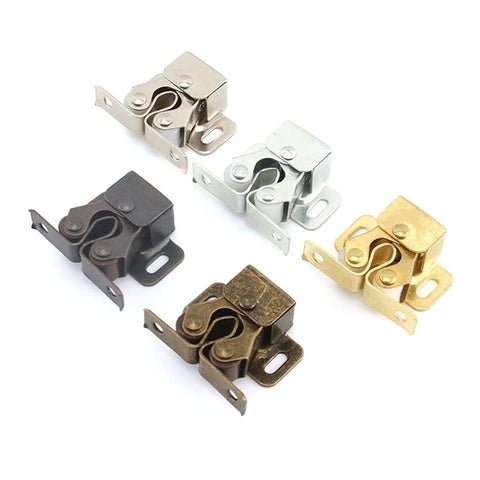 Assorted colors of Double Roller Catch Cabinet Door Latch For Home And Campers, Cupboard Hardware, Solid Iron Finish With Gentle Close