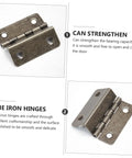 LIFKOME three-fold right-angle hinge for wooden boxes, antique bronze finish; two hinges shown (front and installed)