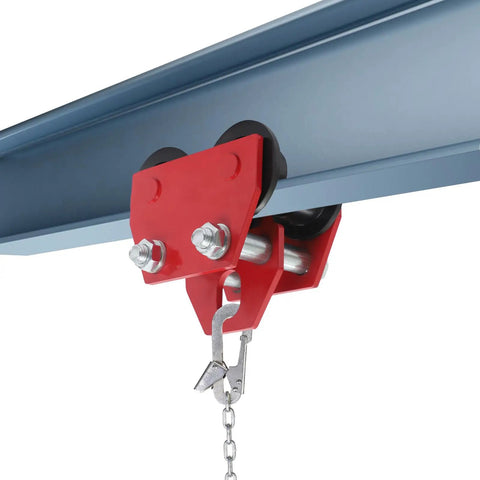 3 Ton Beam Trolley Hoist With Dual Wheels Manual Adjustable Width From Three Point Five To Four Point One Inches For Straight And Curved I Beams