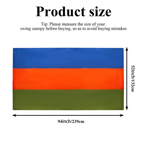 Diagram showing 52 inch playground canopy replacement for swing sets and backyard playgrounds durable sunshade roof cover, multicolored.