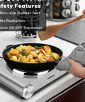 Cooking on 1500W Electric Hot Plate Single Burner With Quick Heat Up, Adjustable Temperature Control, Stainless Steel Portable Stove