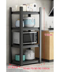 Flat Out Sturdy Heavy Duty Storage Shelf Rack Adjustable Multi Tier Metal Shelving Unit for kitchen, 118cm tall, black powder-coated steel.