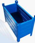 Heavy Duty Steel Storage Bin And Warehouse Turnover Box Built Tough As Nails For Shop Parts Organization Cold Rolled Metal Container With Hella Durable Powder Coating Heavy Load Industrial Workhorse 700X800X500Mm in bright blue color, showcasing an open top design.