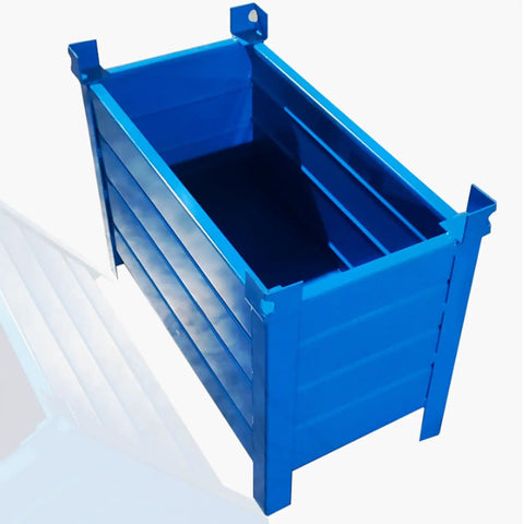 Heavy Duty Steel Storage Bin And Warehouse Turnover Box Built Tough As Nails For Shop Parts Organization Cold Rolled Metal Container With Hella Durable Powder Coating Heavy Load Industrial Workhorse 700X800X500Mm in bright blue color, showcasing an open top design.