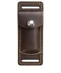 Leather sheath for Handmade Folding Pocket Knife With Rosewood Handle And Brass Bolsters, Lockback EDC, featuring stitched details