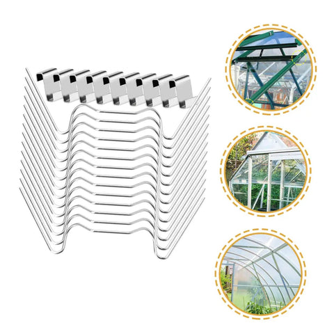 Stainless Steel Greenhouse Repair Kit With Z Clips For Glass Panels And Plant Mounting Clips 50 Set Heavy Duty Fixing Hardware For DIY Garden Greenhouses Windproof Weatherproof Glass Pane Support