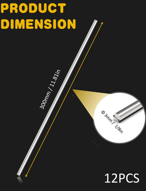 12 Pieces 3mm By 300mm 304 Stainless Steel Round Rods For Metalworking Hobby And Diy Projects Smooth Shafts Ideal