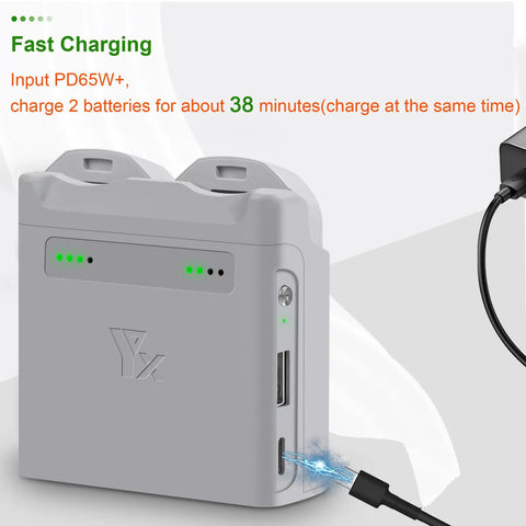 Two-Way Parallel Charger With Storage For Neo Battery, 45W PD Rapid Charging Hub fast charging two batteries