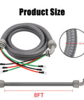 Half Inch AC Whip Assembly Kit 8 Ft Non Metallic Liquid Tight Conduit With 10/3 THHN Wire for outdoor use, shown coiled with wires