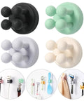Four Pack Self Adhesive Silicone Toothbrush Holders Wall Mounted Mirror Hooks in various colors for Shower Bathroom Kitchen