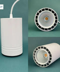 Solid Aluminum Hanging Grow Light For Houseplants 40W Full Spectrum Warm White With Built In Timer 15Ft Fabric Cord Decorative Pendant Lamp view from the side and top.