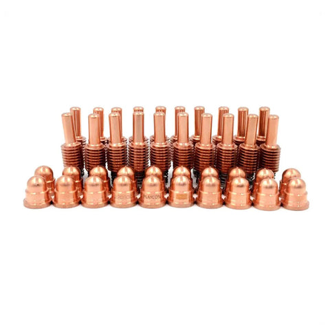 20Pcs Electrode And 20Pcs FineCut Tip Nozzle Set For Powermax 65 85 105 Plasma Cutter Hand And Machine Torch, copper parts