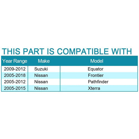 Compatibility chart for Front Wheel Bearing And Hub Assembly 6 Lug 2WD RWD With ABS Replacement Fits Nissan Frontier 2005 2016