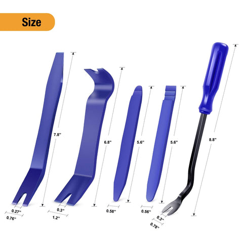 5 Piece Auto Trim Removal Tool Kit No Scratch Pry Set For Car Door Panels Clips And Dashboard Nylon Construction With Fastener Remover