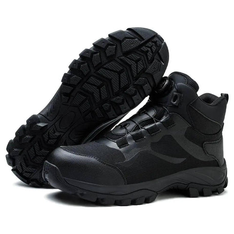 Titan Black Steel Toe Work Boots With Kevlar Puncture Proof Midsole And Cushioned Insoles For All Day Comfort, Safety, And Style, Women 11.5, Men 10, EU 44.