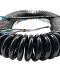 Heavy Duty Three Core Telescopic Extension Cord Self Retracting Power Cable With Beefy Protective Jacket coiled for easy storage.