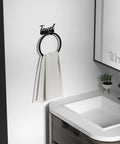 Rustproof Black Stainless Steel Towel Ring For Bathroom Wall Mounted Hand Towel Holder Easy Install Modern Minimalist Design